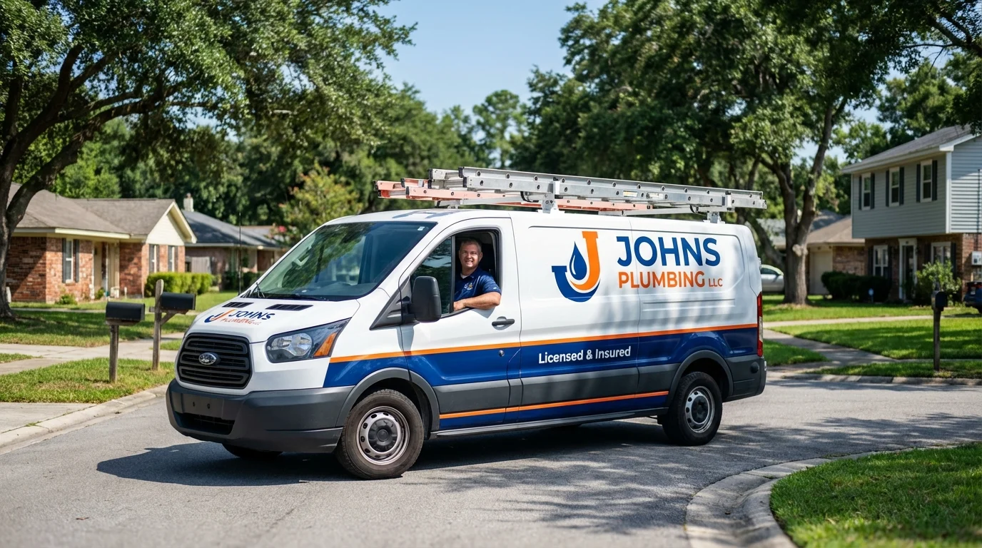 Johns Plumbing LLC service van in Lebanon, IN
