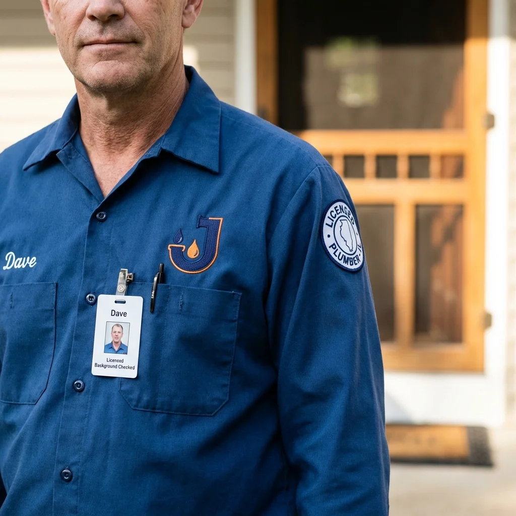 Licensed plumber showing ID badge in Lebanon, IN